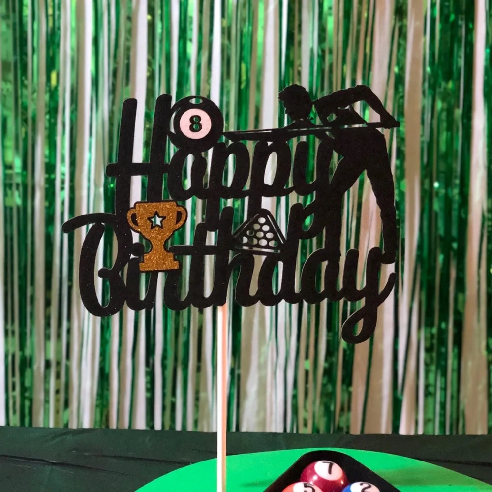 Billiards Happy Birthday Cake topper!